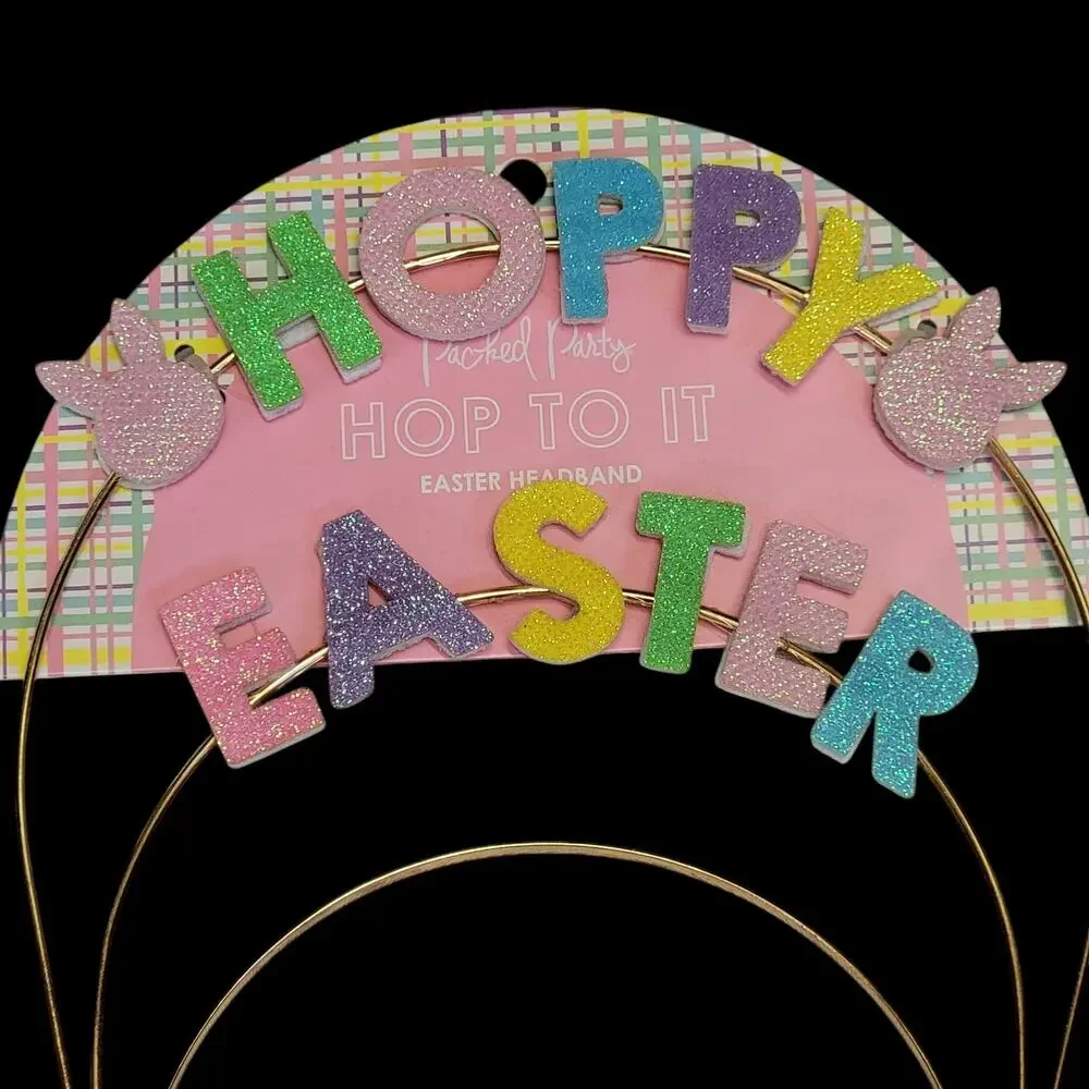 Hoppy Easter Headband Pastel Gold Bunny Rabbit Holiday‎ Spring Girls Women Hair